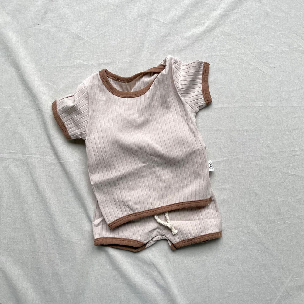 Soft ribbed lounge set for babies and toddlers – Breathable, stretchy, unisex | Summer outfit