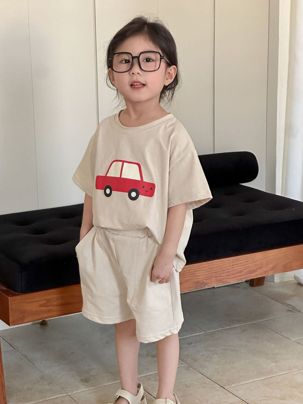 T-shirt and shorts summer set – soft cotton, car print | unisex kids
