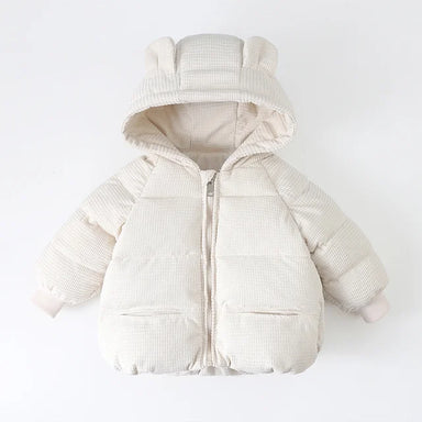 Padded winter coat with bear ear hood – Ribbed fabric, windproof | Girls