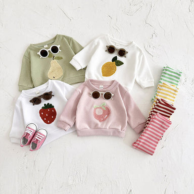 Girls' legging and jumper set with fruit print – soft cotton, stretch fit | kids