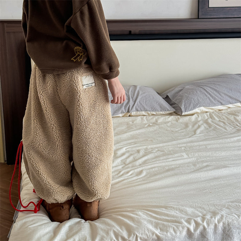 Teddy fleece joggers for kids – warm and stretchy | Toddler jogging bottoms