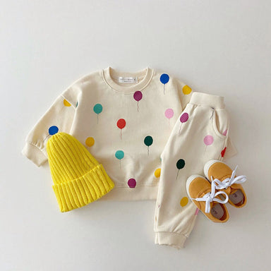 Balloon print tracksuit for birthdays – soft cotton, elastic cuffs | unisex