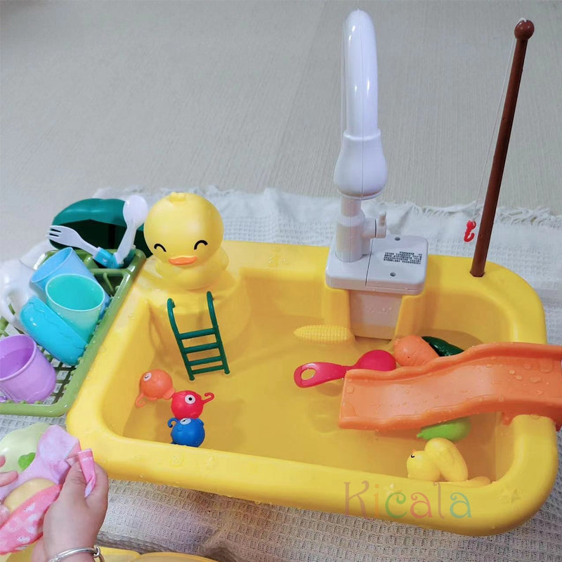 Water play table with working tap and ducks – fountain, accessories | outdoor toy