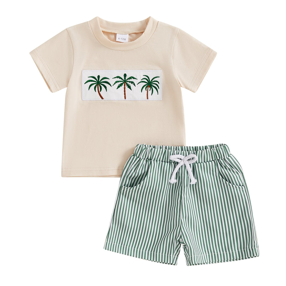 Summer set with printed t-shirt and striped shorts – soft, breathable | Baby & toddler