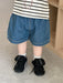 Striped shirt & denim shorts set – soft cotton mix, elastic waistband | unisex baby outfit