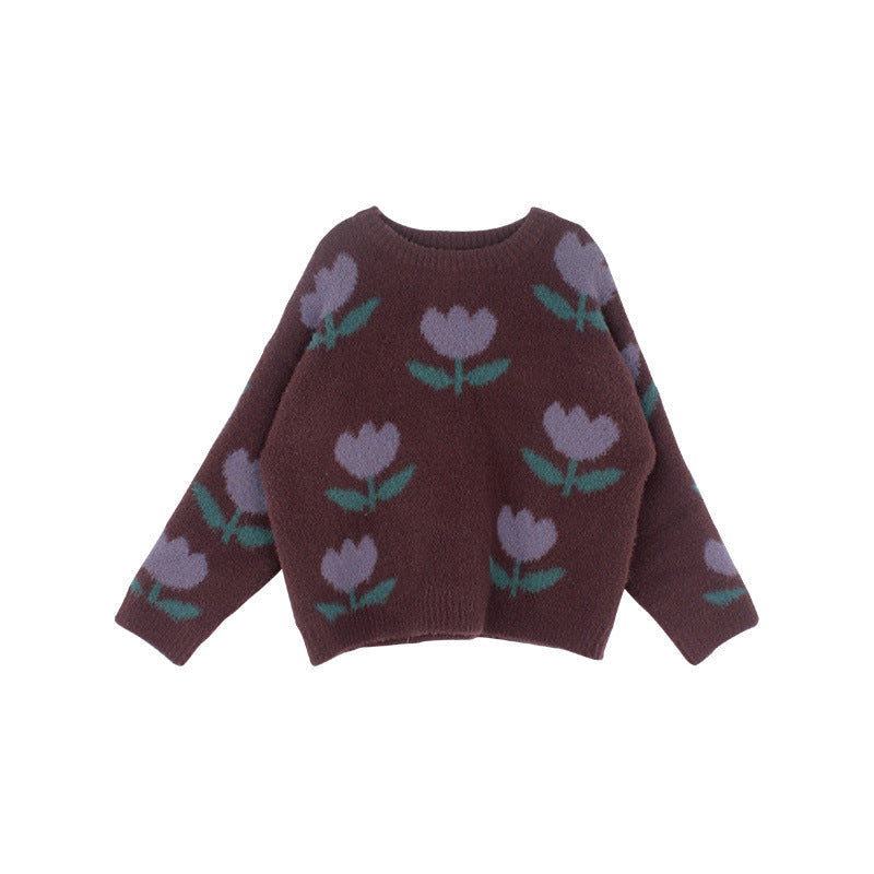 Girls' jumper with tulip print – soft, comfortable cotton | kids clothing