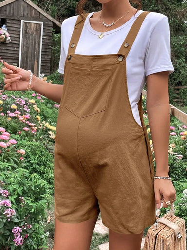 Maternity dungarees in breathable cotton – adjustable straps, relaxed fit | Summer maternity wear