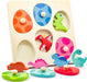 Wooden dinosaur puzzle with chunky knobs – colourful, educational, hidden surprises | toddlers