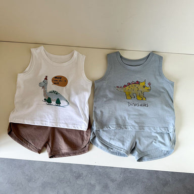 Kids' dino print summer set – soft cotton, relaxed fit | shirt & shorts