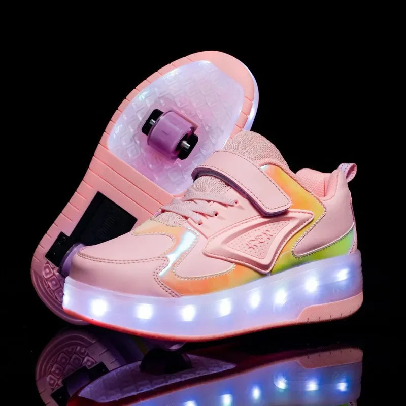 LED trainers with wheels – light-up soles, 2-in-1 walk and roll | kids' skate shoes