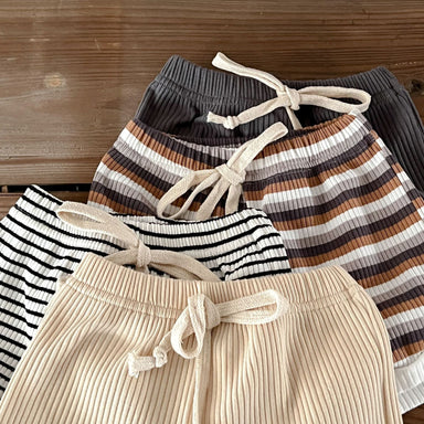 Summer set for babies in soft ribbed cotton – t-shirt and shorts | 2-piece unisex outfit