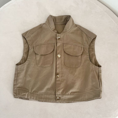 Gilet with button fastening – soft cotton, unisex design | sleeveless waistcoat