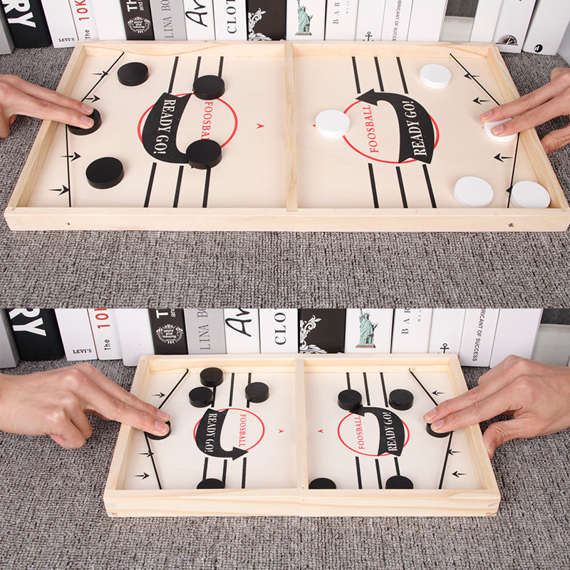2-in-1 table game combines shuffleboard and football – compact, wooden | Family fun