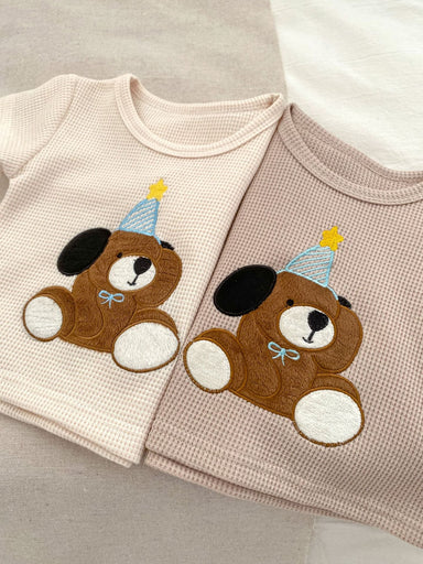 Two-piece summer outfit with bear print – soft cotton, elastic waistband | girls and boys