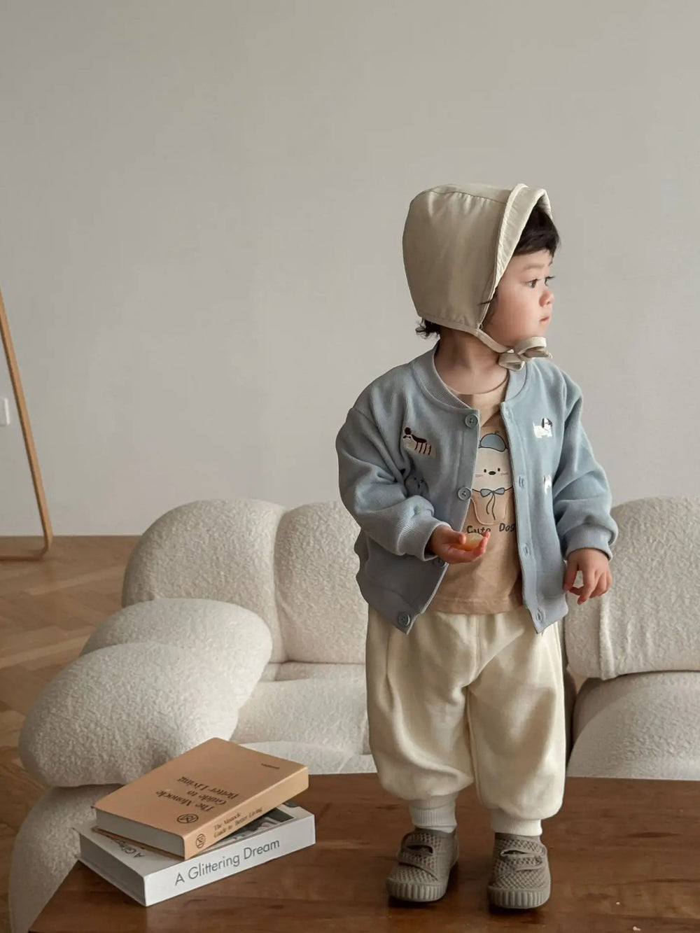 Baby & toddler baseball jacket – dog embroidery, button fastening | autumn