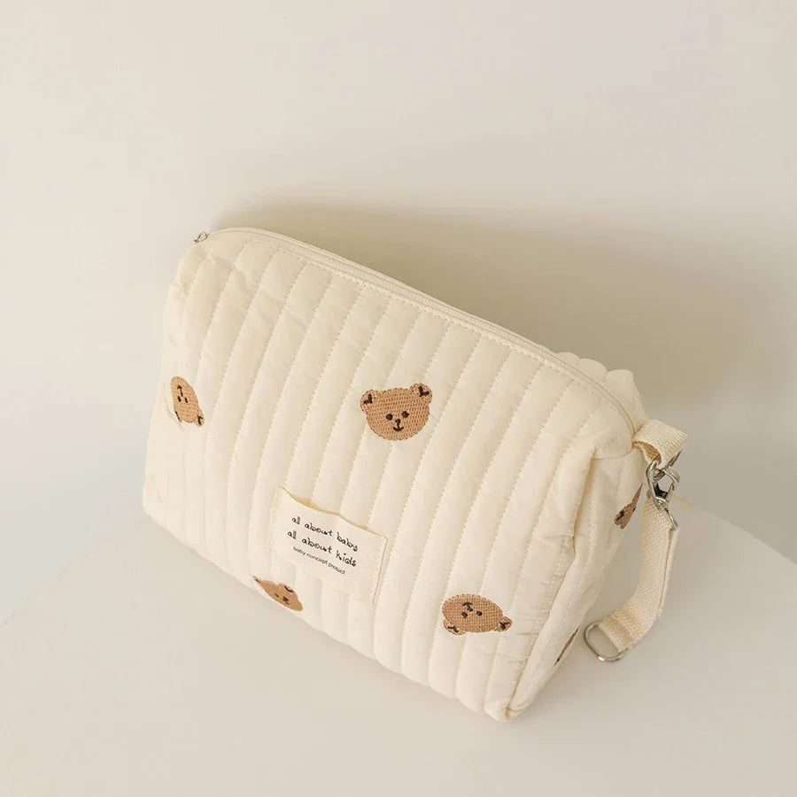 Nappy bag with embroidered print – compact, zip fastening, lightweight | For mums