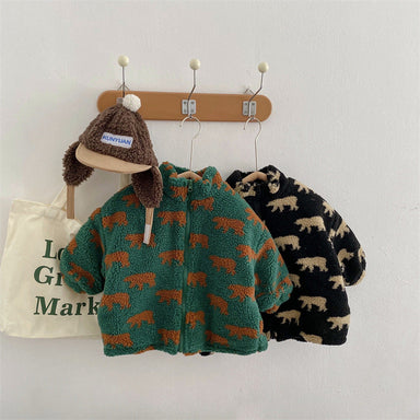 Fleece gilet with bear print – soft, zip fastening, unisex | kids outerwear