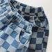 Checked shorts with elastic waistband – soft cotton, unisex, side pockets | kids summer shorts