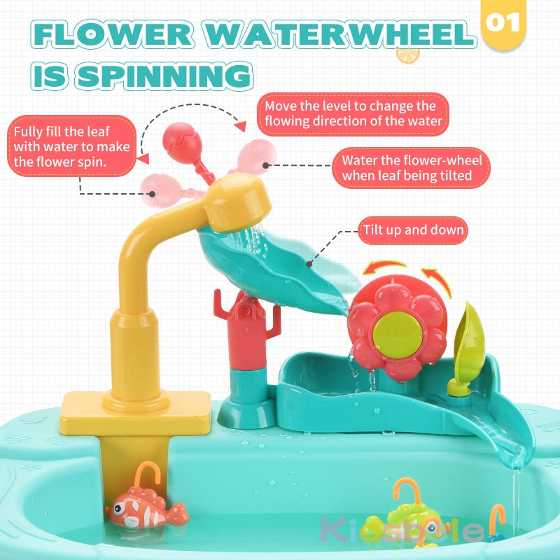 Water play toy sink with fishing game – flowing water, accessories | for kids