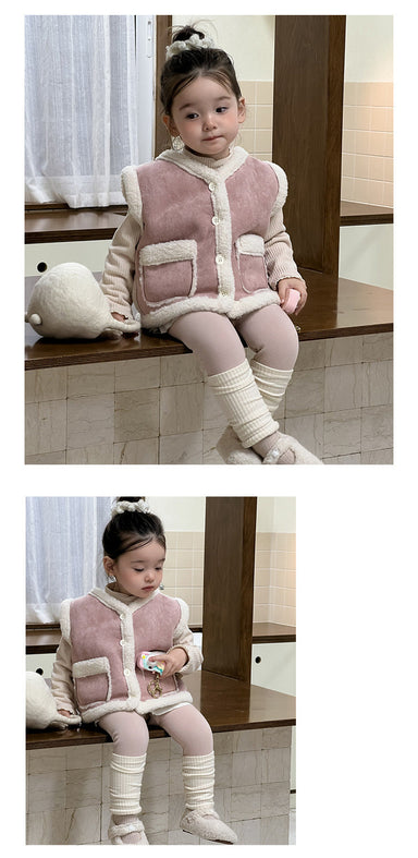 Teddy gilet keeps little ones warm and stylish – soft fleece lining, easy to layer | Girls