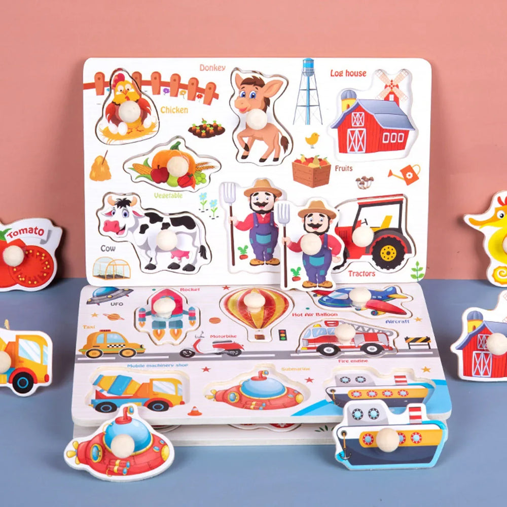 Wooden Montessori puzzle – educational toy, 10 themes | Kids