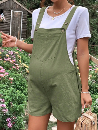 Maternity dungarees in breathable cotton – adjustable straps, relaxed fit | Summer maternity wear