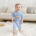Boys' summer set with rugby ball appliqué – cotton-polyester, striped shorts | baby & toddler outfit