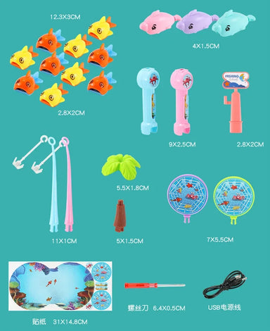 Water fishing game with rod – lights, sound & motor skills | ages 3–7