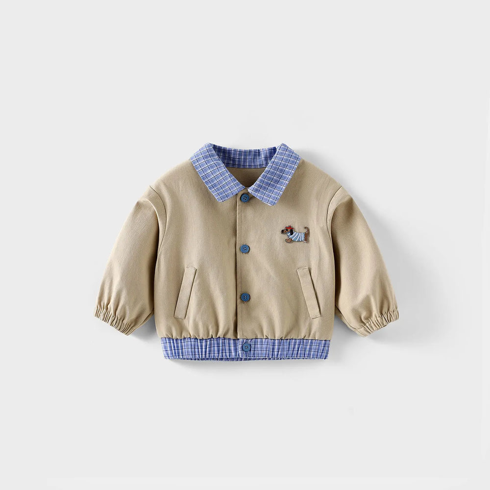 Baby and toddler baseball jacket with patchwork design – elastic cuffs | unisex autumn wear