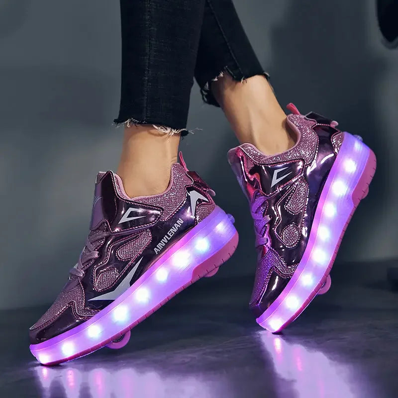 LED trainers with wheels – light-up soles, 2-in-1 walk and roll | kids' skate shoes