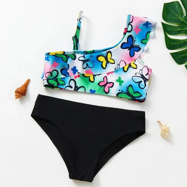 Girls tankini swimsuit with mermaid print – Soft, stretchy, two-piece | 3–12 years