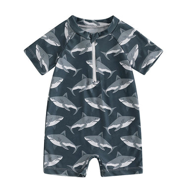 Swim romper with UV protection – quick-drying, shark print | boys