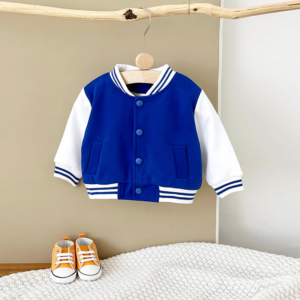 Baseball jacket with ribbed cuffs – soft lining, easy button fastening | kids outerwear