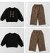 Jumper and trousers set with leopard print – soft cotton, elastic waistband | Girls