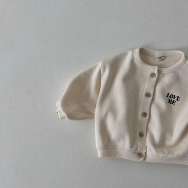 Cardigan with Love Me embroidery – soft cotton, button fastening | girls