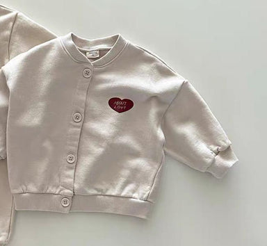 Baby cardigan with heart detail – soft cotton, button fastening | Unisex baby clothing