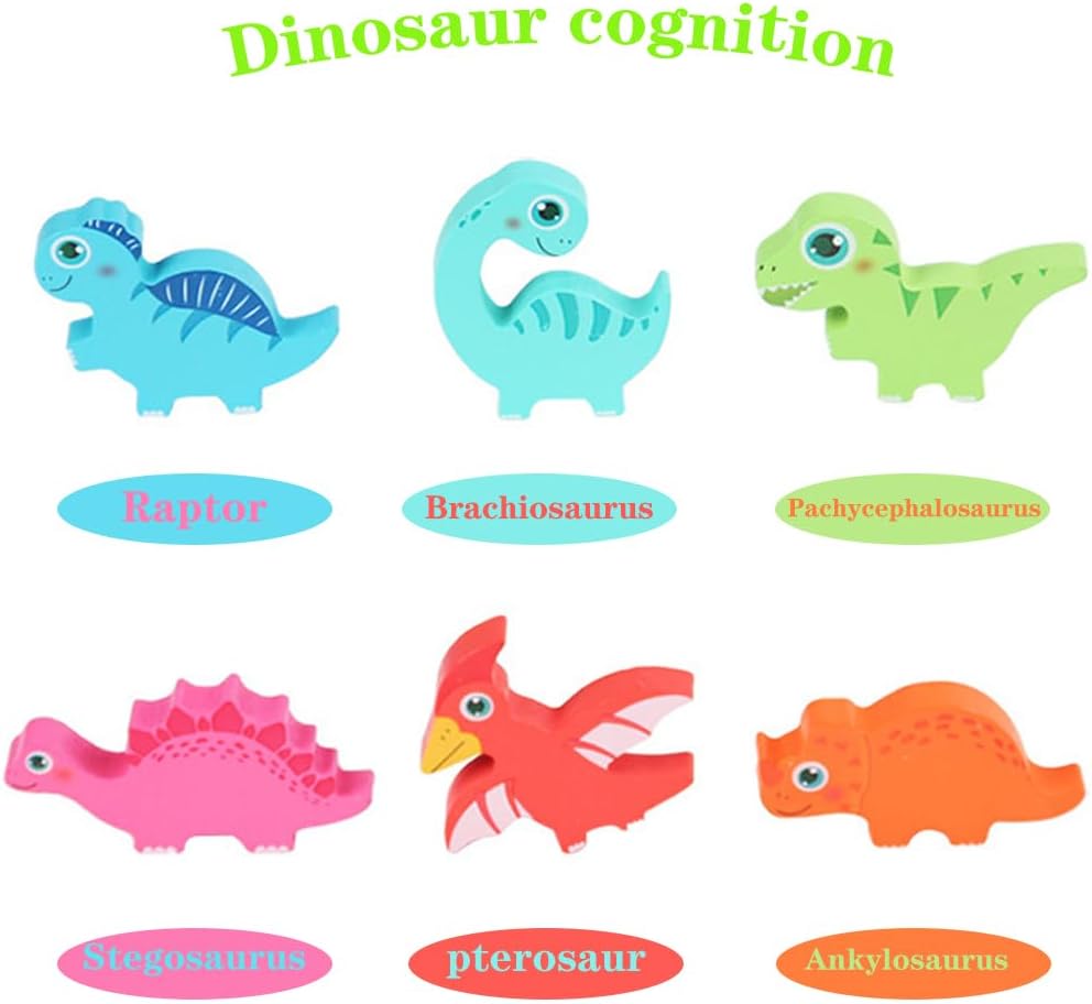 Wooden dinosaur puzzle with chunky knobs – colourful, educational, hidden surprises | toddlers
