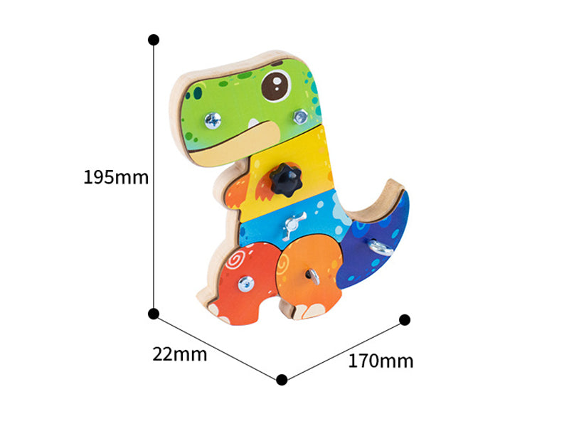 Wooden dino building set stimulates motor skills – screws, parts, creativity | Educational toy 2+