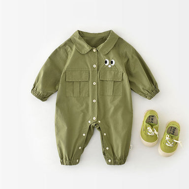 Jumpsuit with crocodile embroidery – soft cotton, easy poppers | unisex