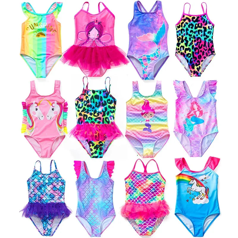 Girls' swimsuit with UV protection – mermaid, unicorn design, quick-drying | Kids swimwear