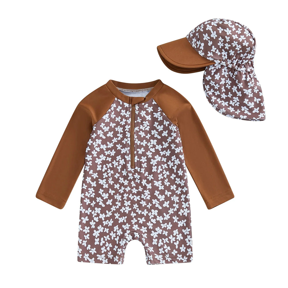 Baby UV swimsuit with sun hat – long sleeves, quick-dry, stretch | Kids swimwear