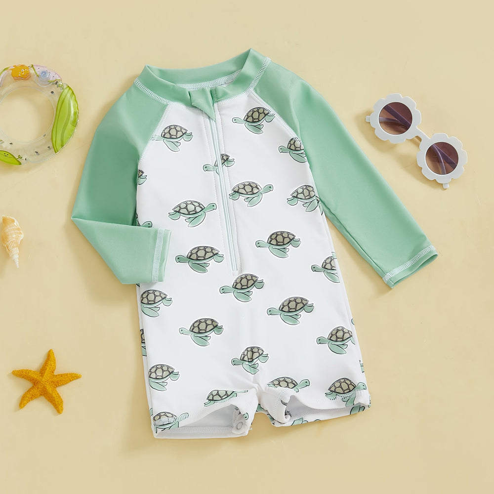 Baby swim romper with UV protection – long sleeves, quick-dry, zip fastening | Toddler swimwear