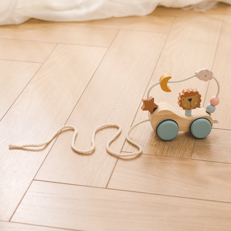 Wooden toy train with animals & rainbow blocks – connectable, durable wood | toddlers
