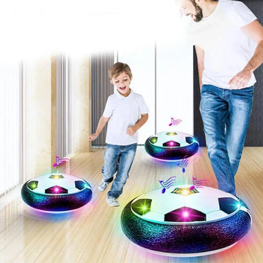 Hover football with LED lighting – soft edge, battery powered | indoor play for kids
