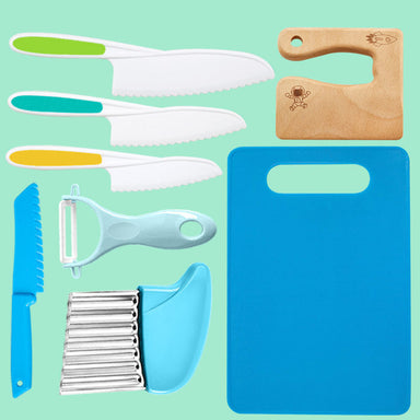 Kids cooking set with safe rounded blades – 8 pieces, BPA-free | play kitchen