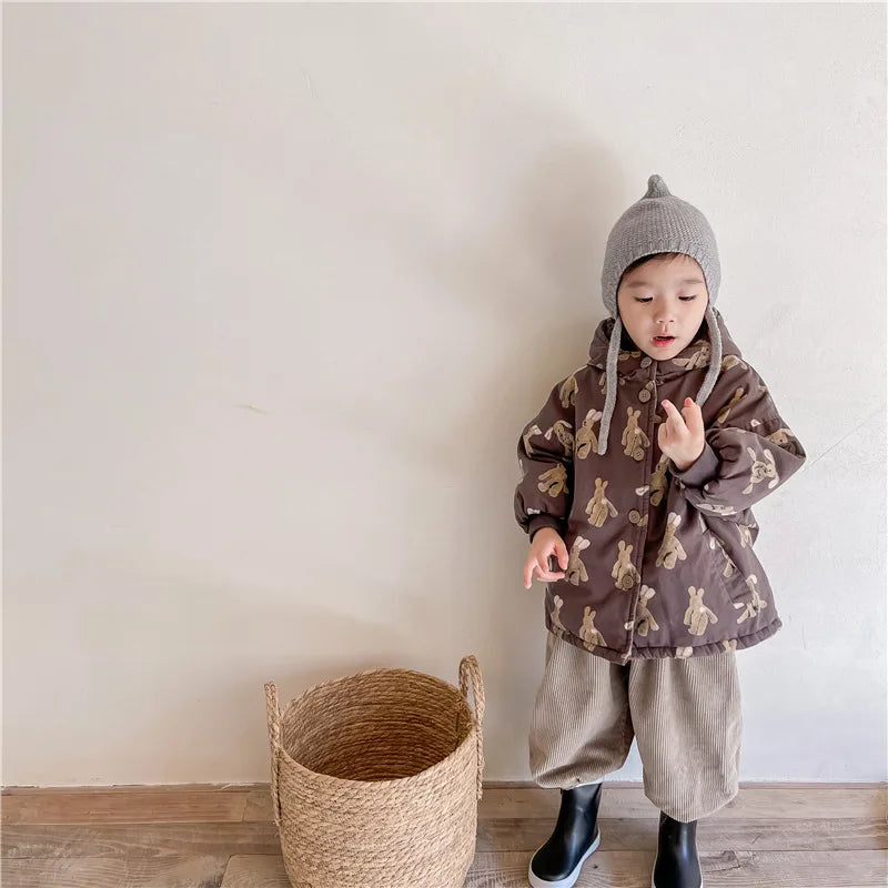 Hooded coat with soft cuddly fabric – warm, breathable, machine washable | kids