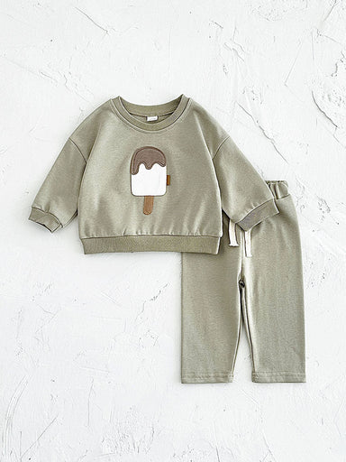 Girls' jogging set with ice cream print – soft cotton, comfy fit | Baby & toddler outfit