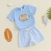 Boys' summer set with rugby ball appliqué – cotton-polyester, striped shorts | baby & toddler outfit