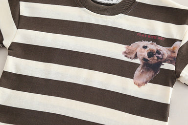 Striped outfit set with T-shirt and shorts – Dog print, soft cotton | Baby & toddler clothing