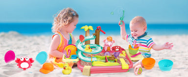 Water play table with fountain, slide and animals – for indoor and outdoor play | ages 2–6 years